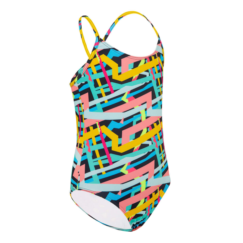 MAILLOT DE BAIN 1 PIECE FILLE 100 MIXLIFE JAUNE