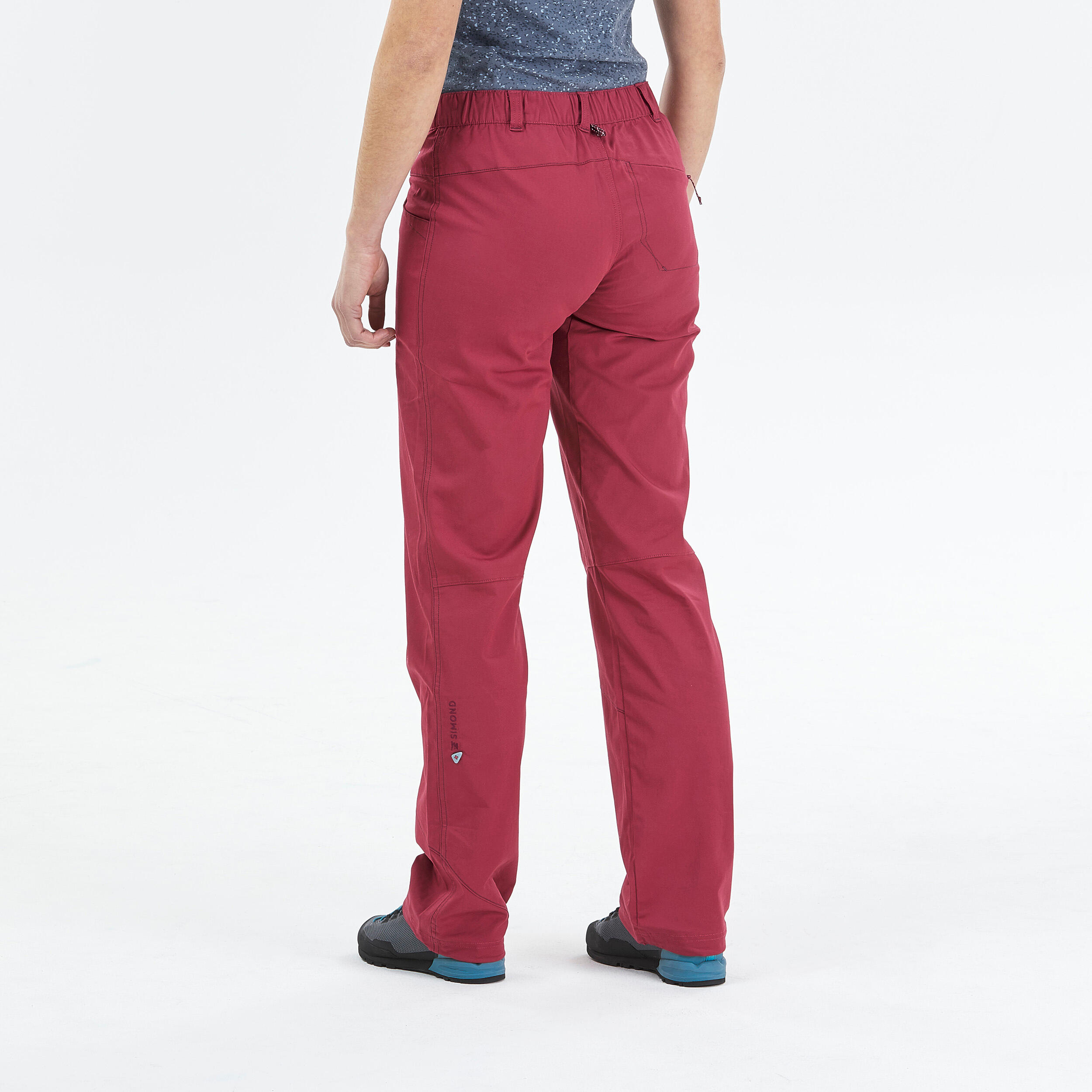 PANTALONI DA ARRAMPICATA DONNA IN COTONE ELASTICIZZATO - VERTIKA ROSSO RUBINO