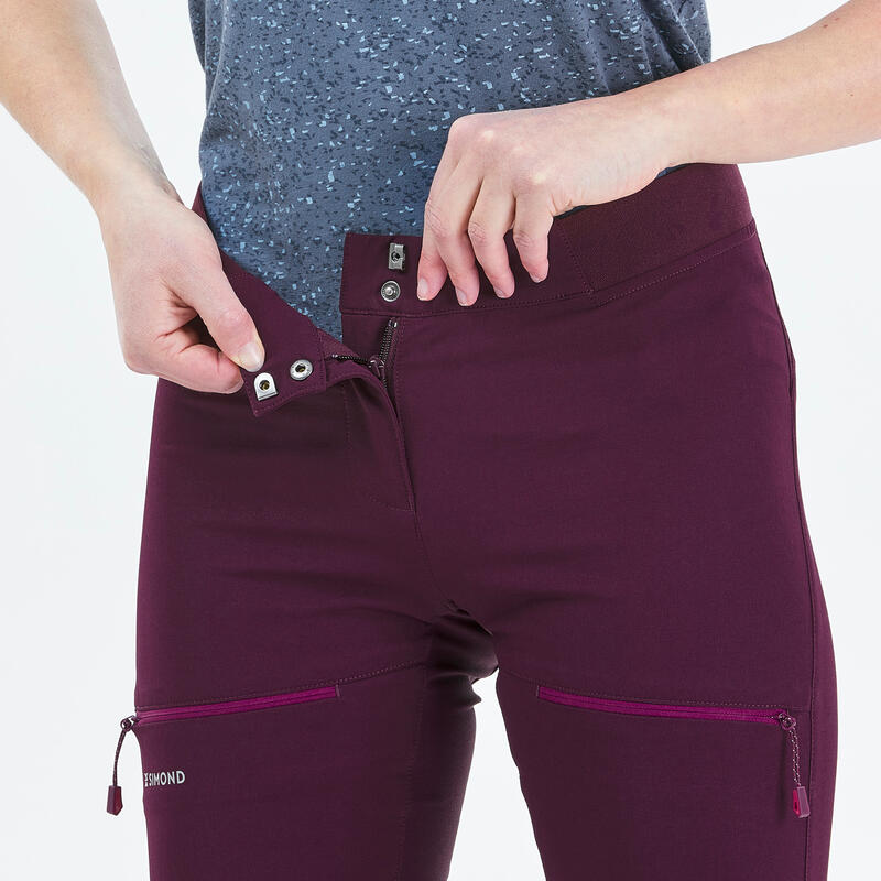 Lichte broek voor klimmen en alpinisme dames Rock Evo bordeaux