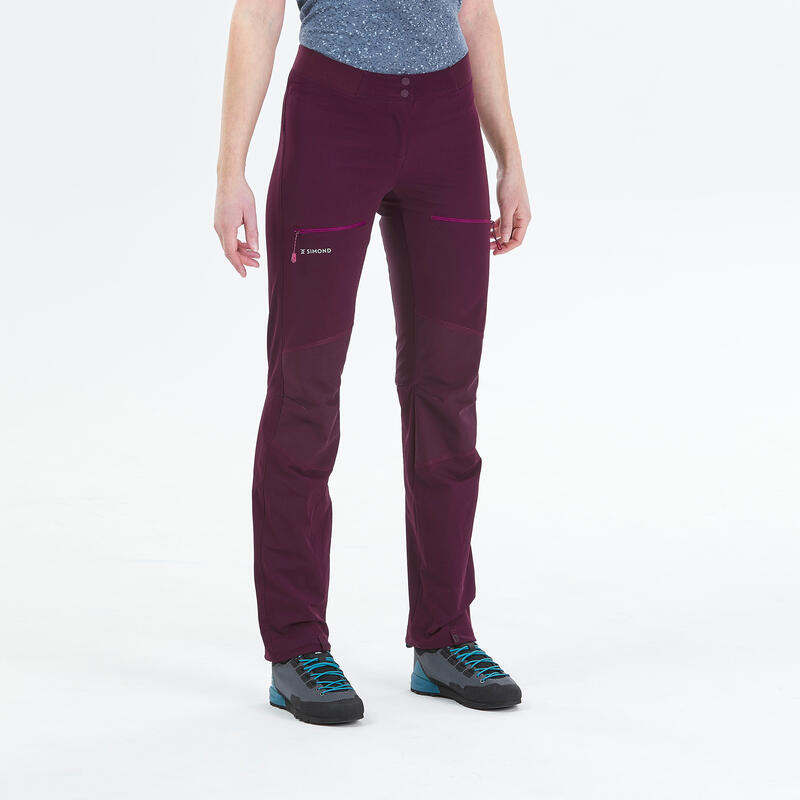 Pantalon léger d'escalade et d'alpinisme femme - ROCK EVO bordeaux