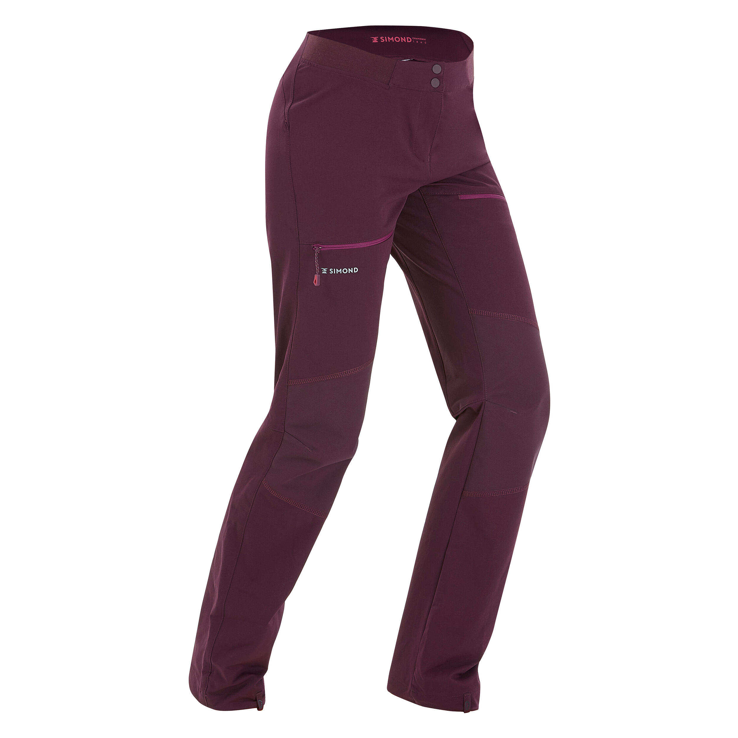 Pantaloni leggeri da donna per arrampicata e alpinismo - ROCK EVO bordeaux