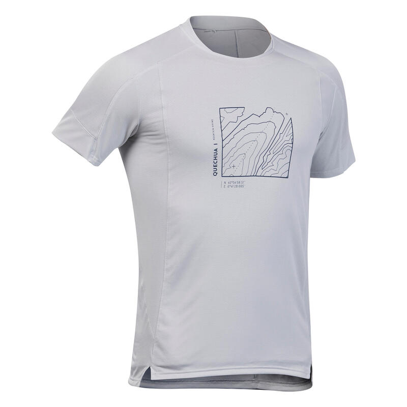 T-shirt de Caminhada Sintético - MH500 Homem - Cinzento claro