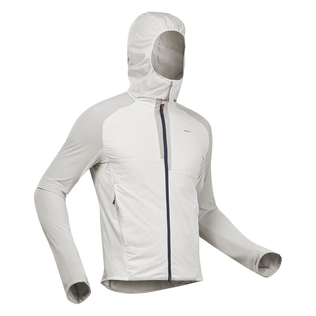 Men’s Warm Jacket For Fast Hiking FH 900 Hybrid - Light Grey