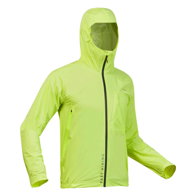 Veste imperméable ultra légère de randonnée rapide - FH 500 - homme Jaune