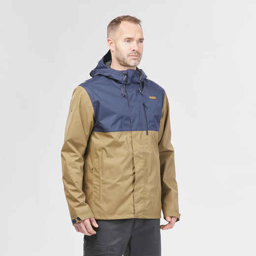 
      Chamarra impermeable beige y azul de senderismo para hombre NH500
  