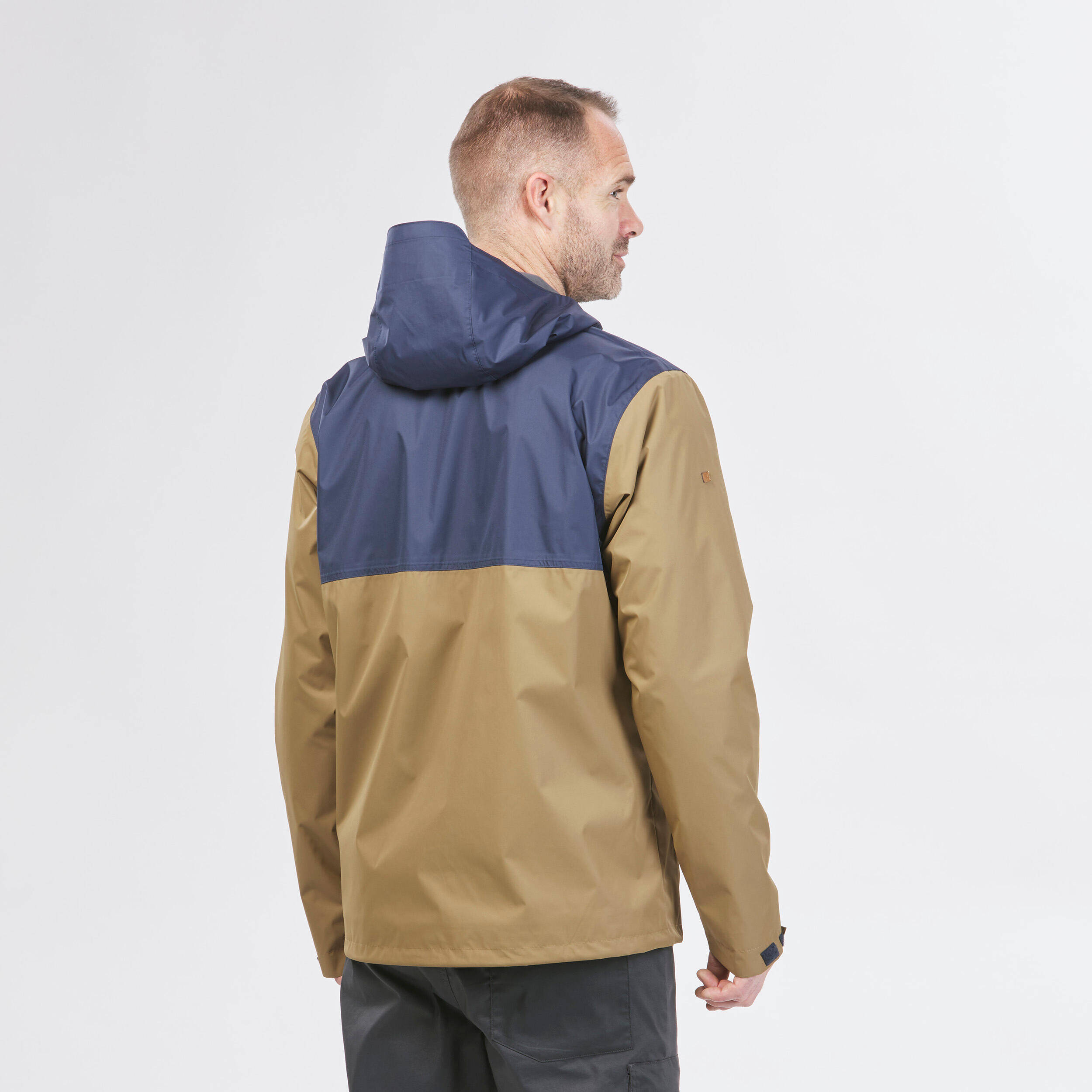 Men Full Zip Rain Jacket with Watertight Chest Pocket Ochre - NH500 -  4