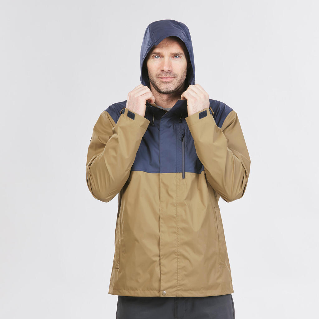 Chaqueta impermeable de senderismo para Hombre - Quechua NH500 azul/café