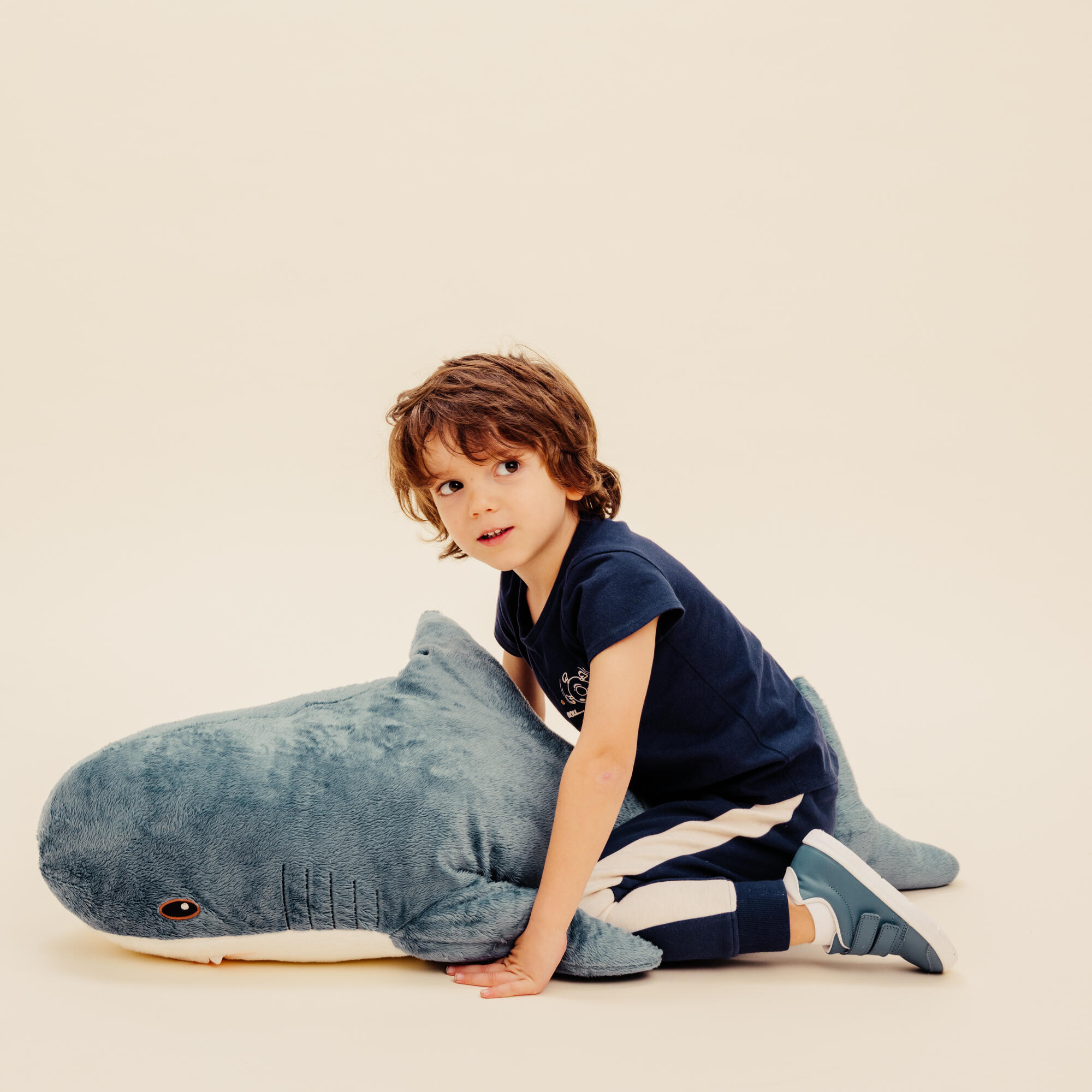 Baby Warm Jogging Bottoms - Blue/Beige