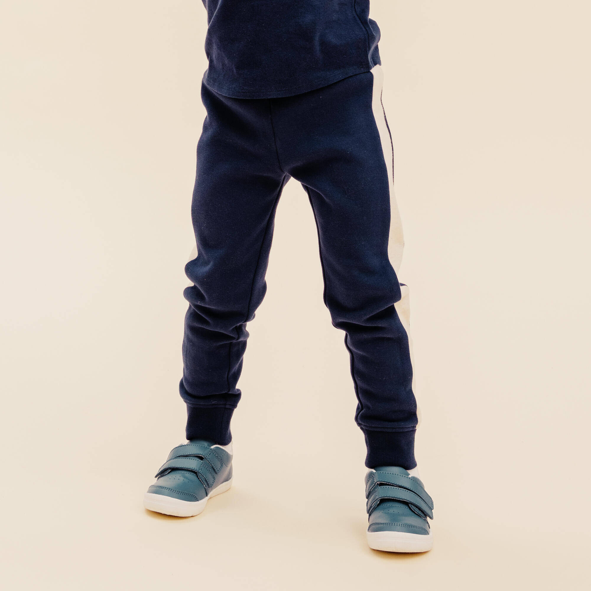 Baby Warm Jogging Bottoms - Blue/Beige -  2
