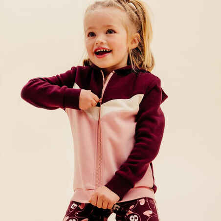 Baby's Zip-Up Sweatshirt - Plain Burgundy/Pink