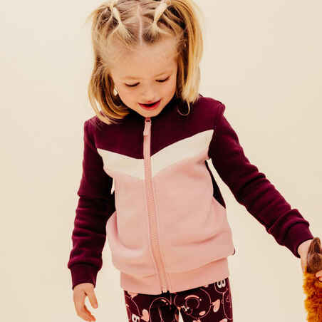 Bordo-roza pulover z zadrgo za otroke