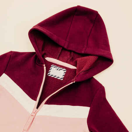Baby's Zip-Up Sweatshirt - Plain Burgundy/Pink