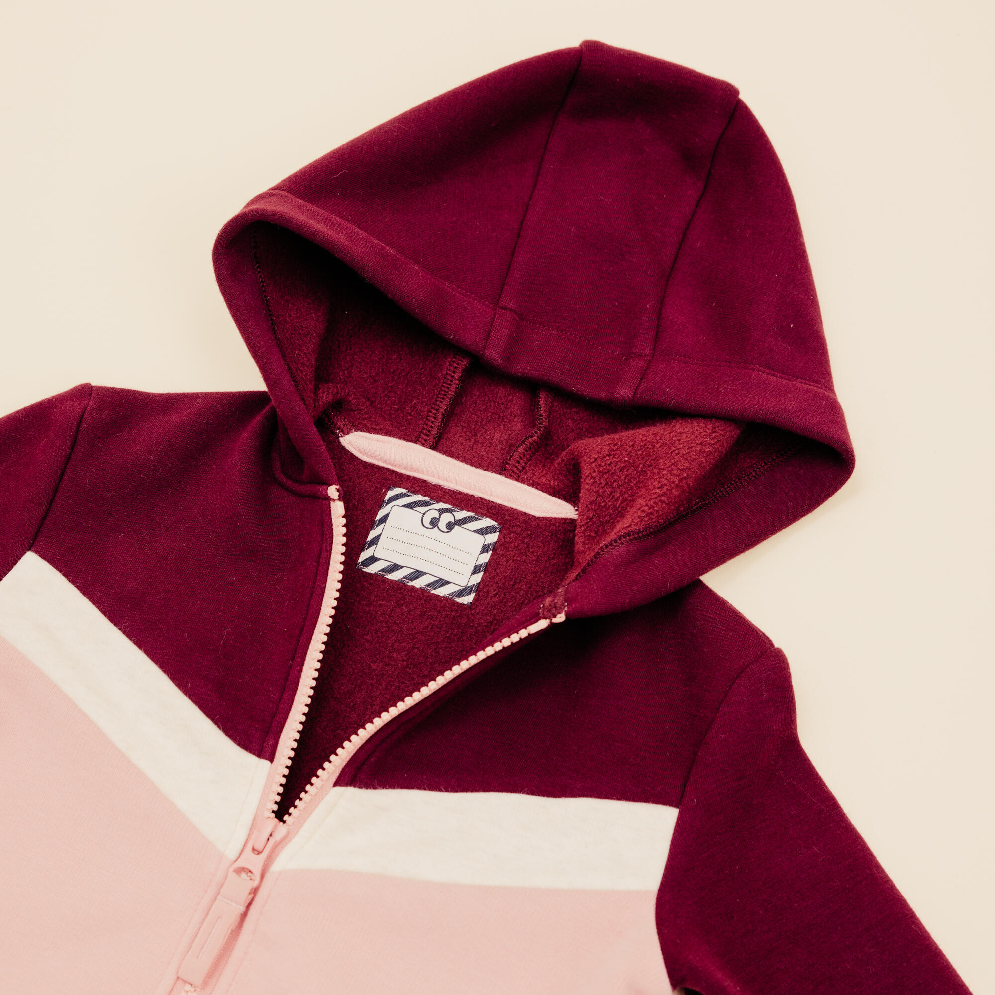 Baby's Zip-Up Sweatshirt - Plain Burgundy/Pink 6/6