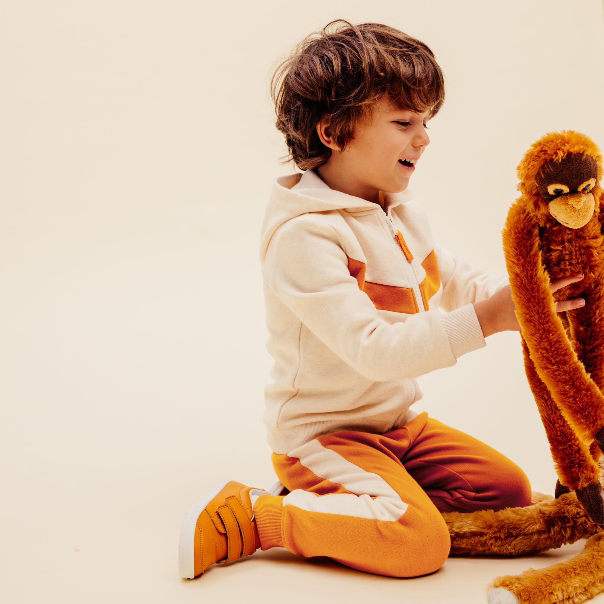 Baby's Zip-Up Sweatshirt - Plain Beige