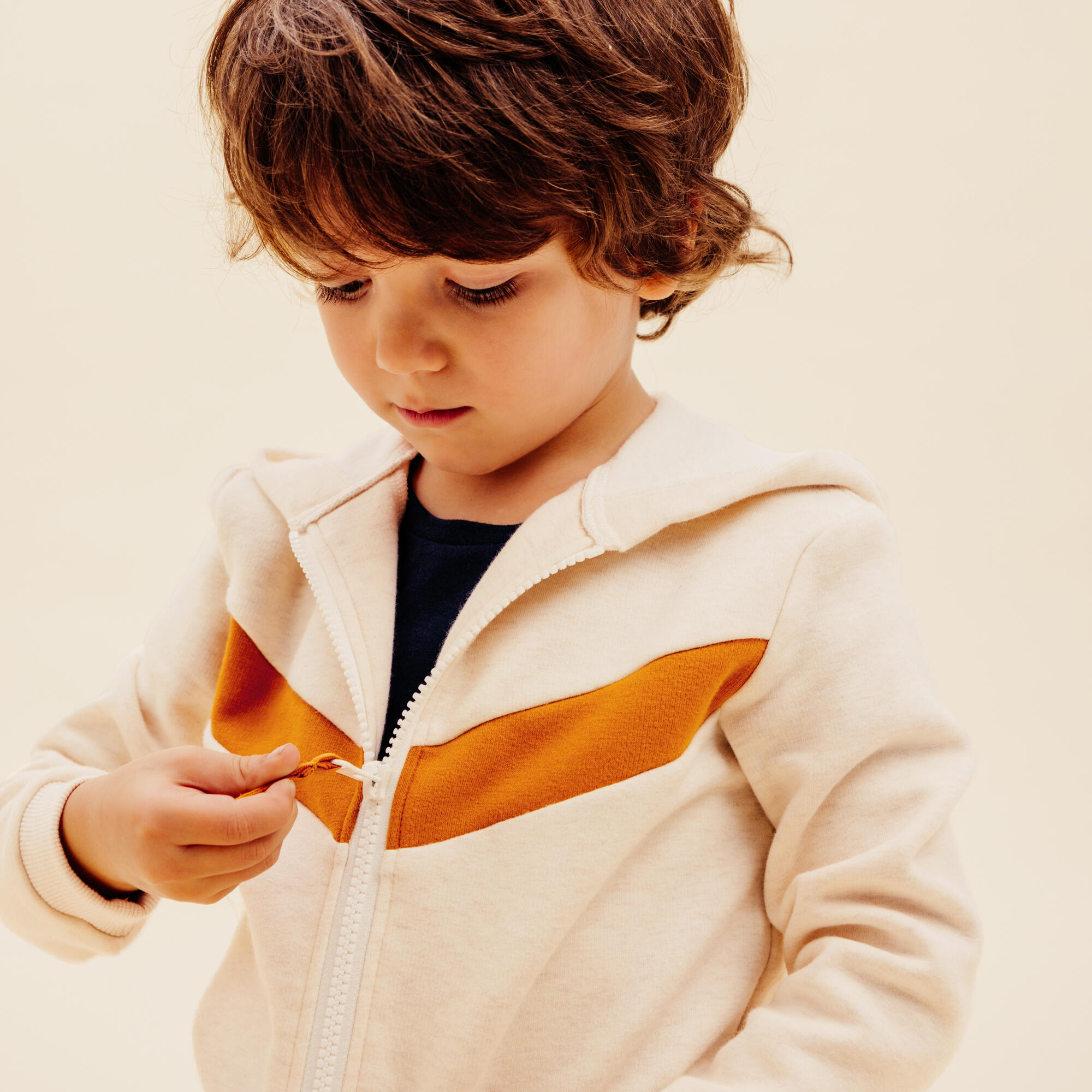 Baby's Zip-Up Sweatshirt - Plain Beige