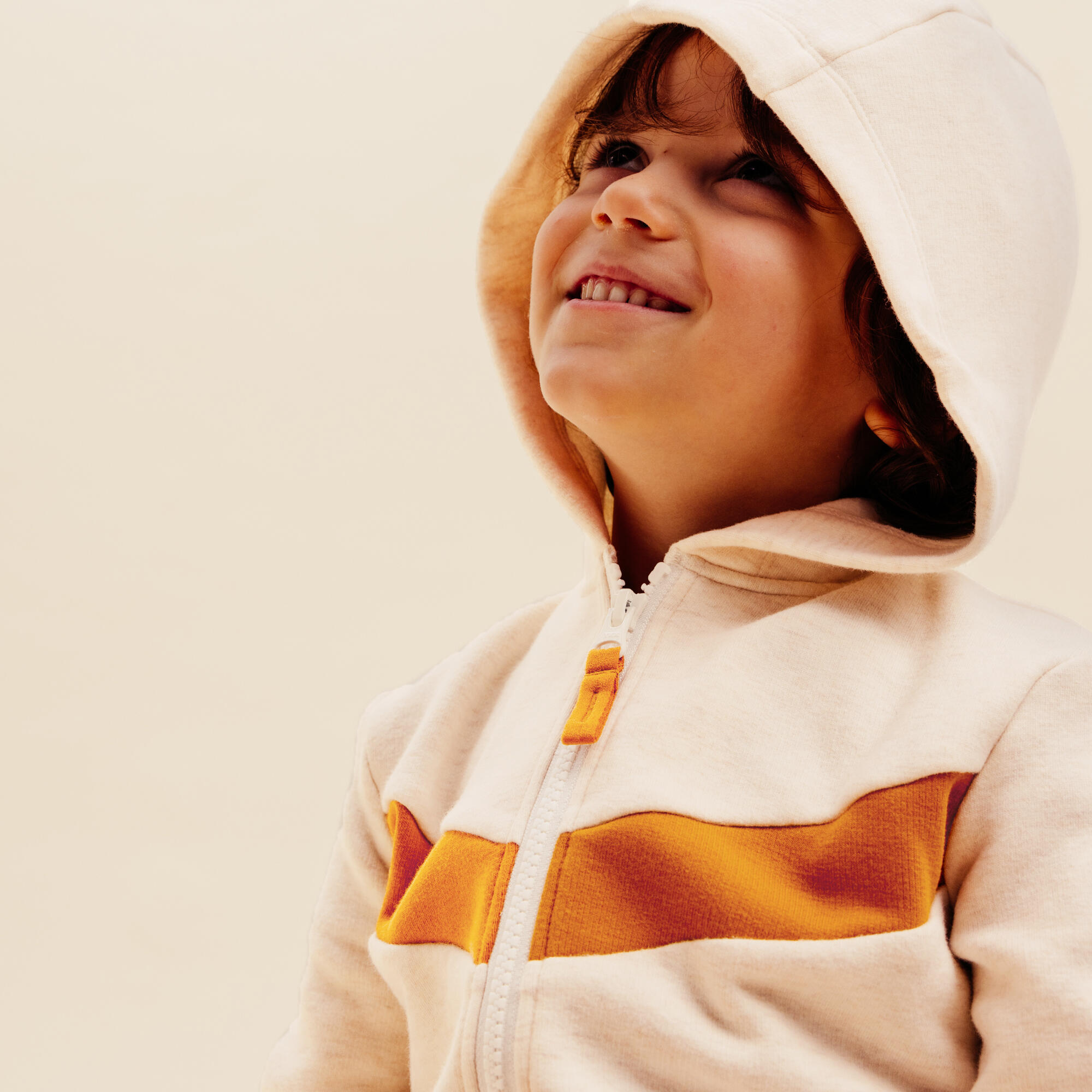 Baby's Zip-Up Sweatshirt - Plain Beige