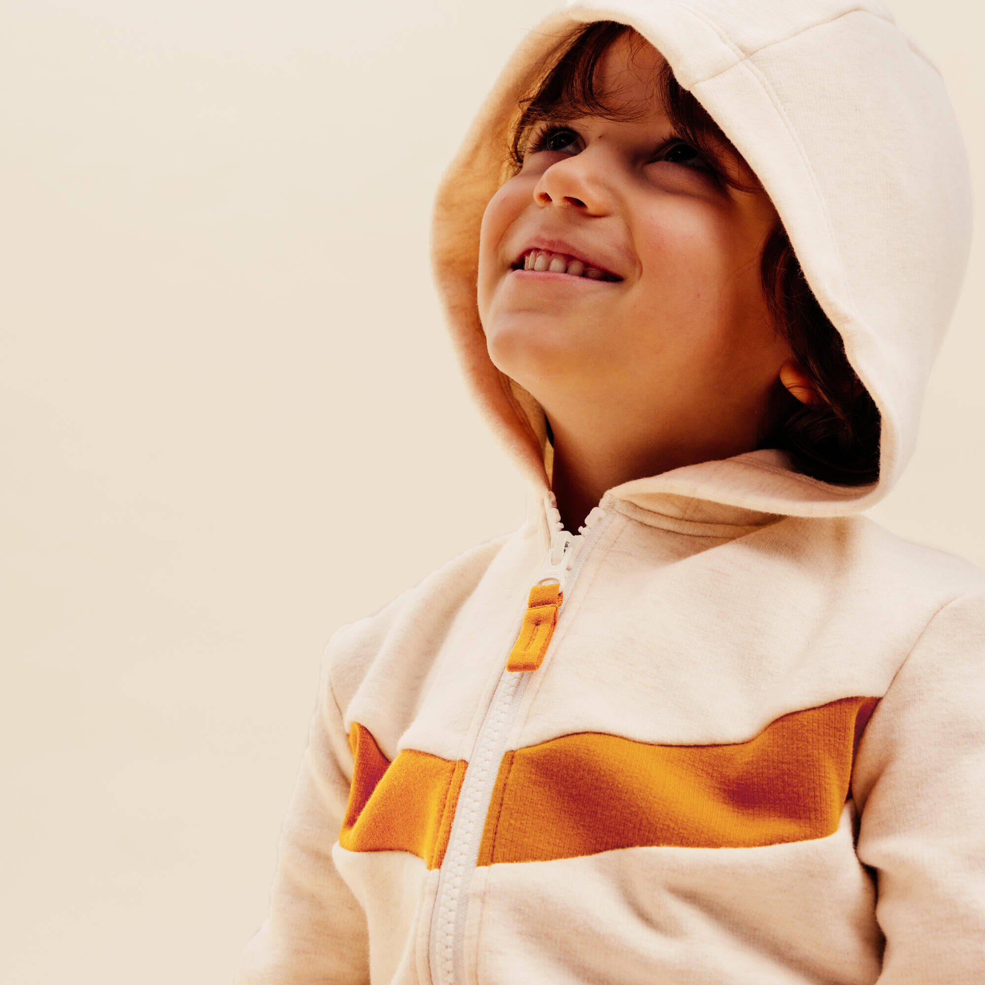 Baby's Zip-Up Sweatshirt - Plain Beige -  3
