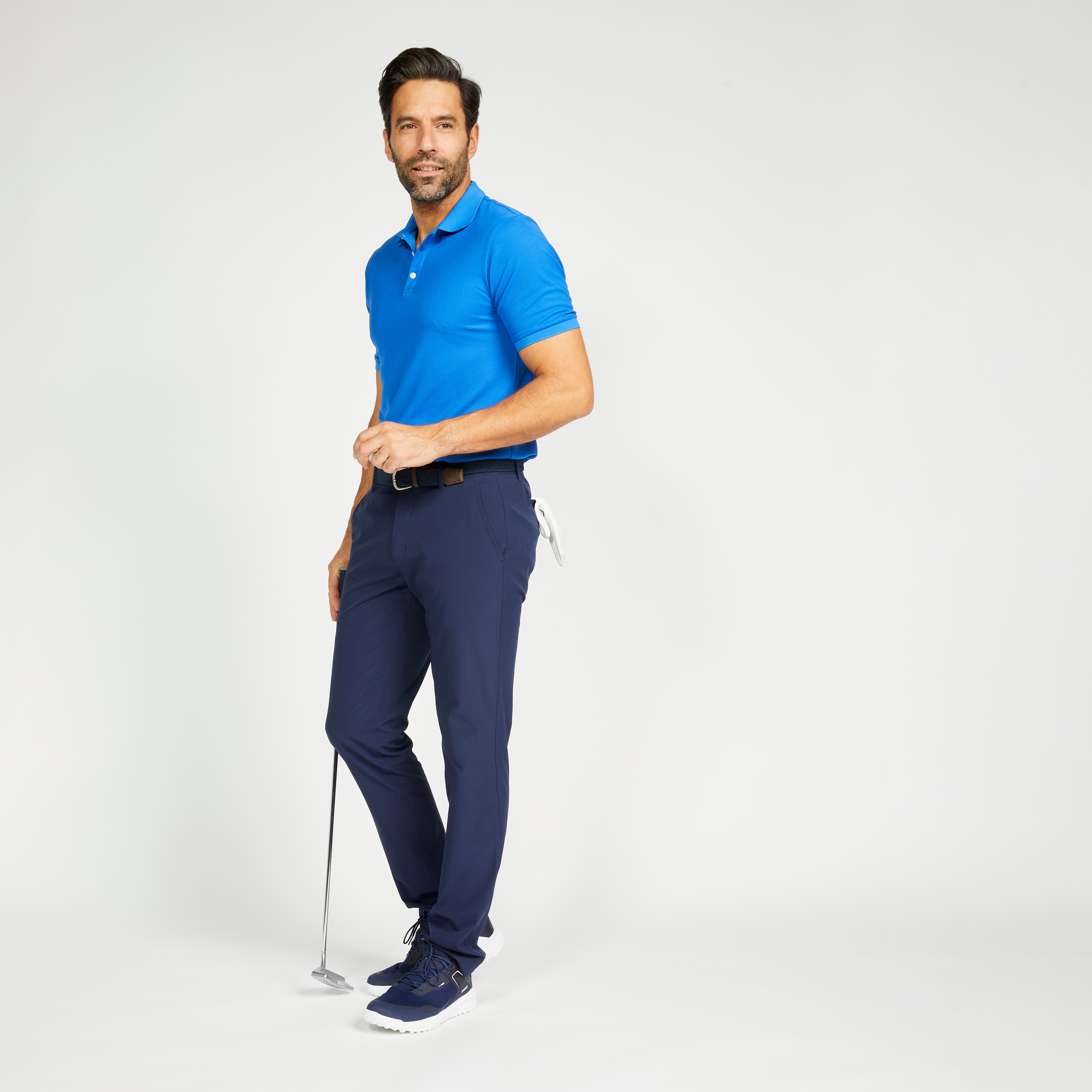 Men's Golf Short-Sleeved Polo Shirt - WW 500 Blue - Royal blue