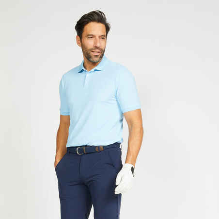 Men's golf short-sleeved polo shirt WW500 sky blue