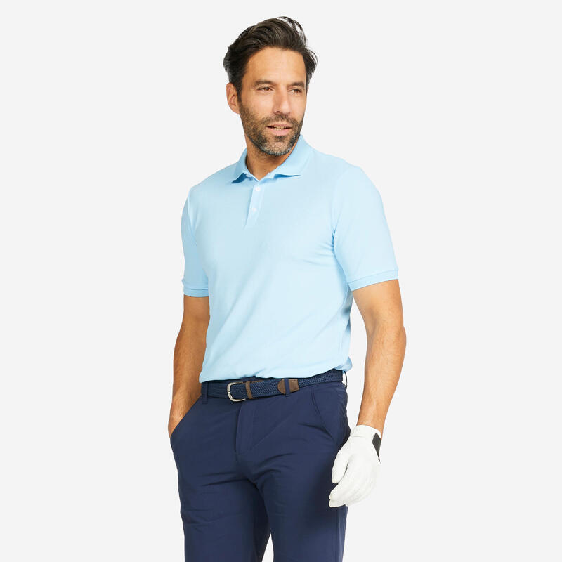 Polo de golf manches courtes homme WW500 bleu ciel
