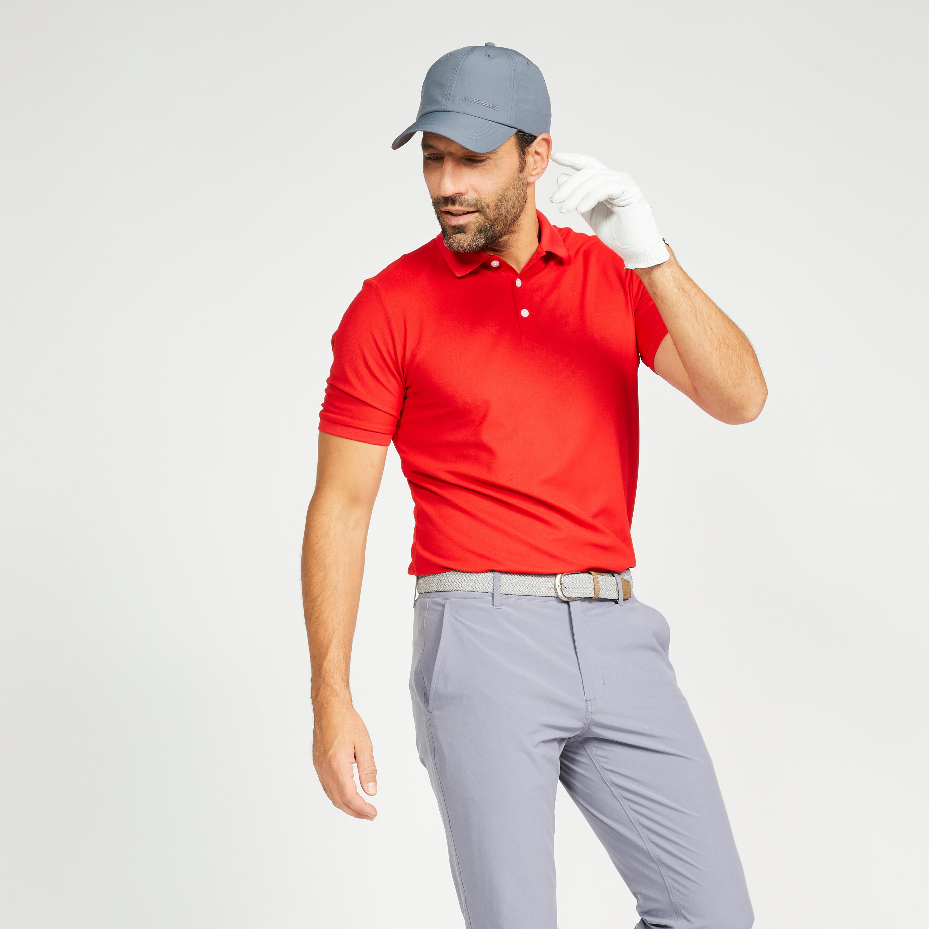 Men's short-sleeved golf polo shirt - WW500 red 1/6
