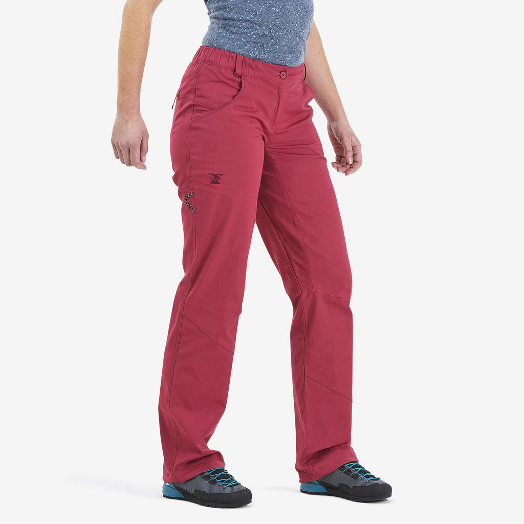 Moteriškos medvilninės tamprios laipiojimo kelnės „Vertika“, ryškiai raudonos