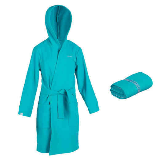 
      KID'S COMPACT BATHROBE AND TOWEL - TURQUOISE
  