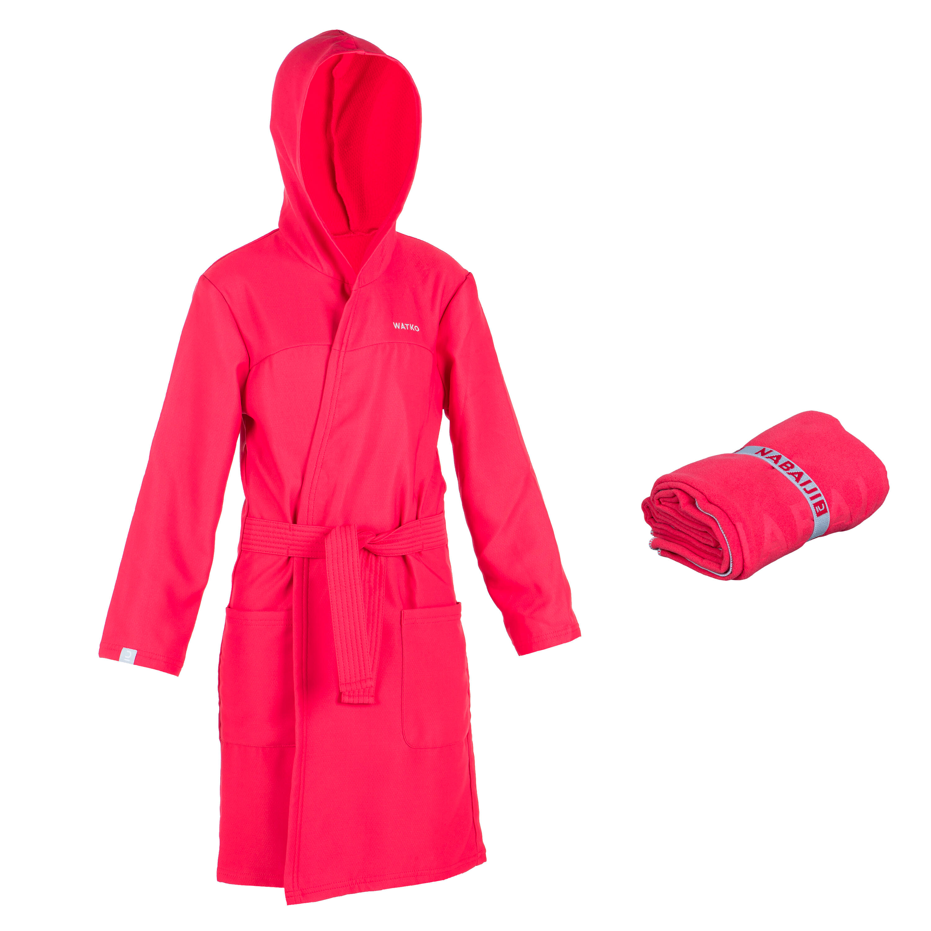 KID'S COMPACT BATHROBE AND TOWEL - RED 1/7