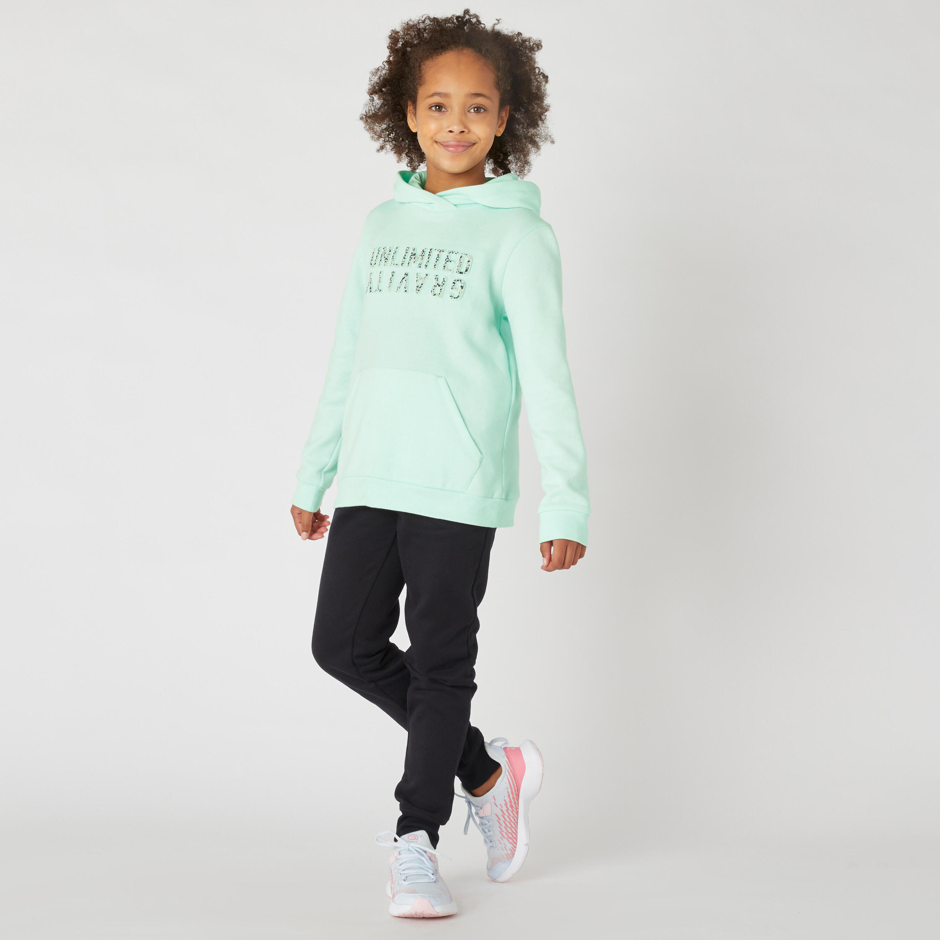 Kids' Warm Hoodie 500 - Green Print 7/8