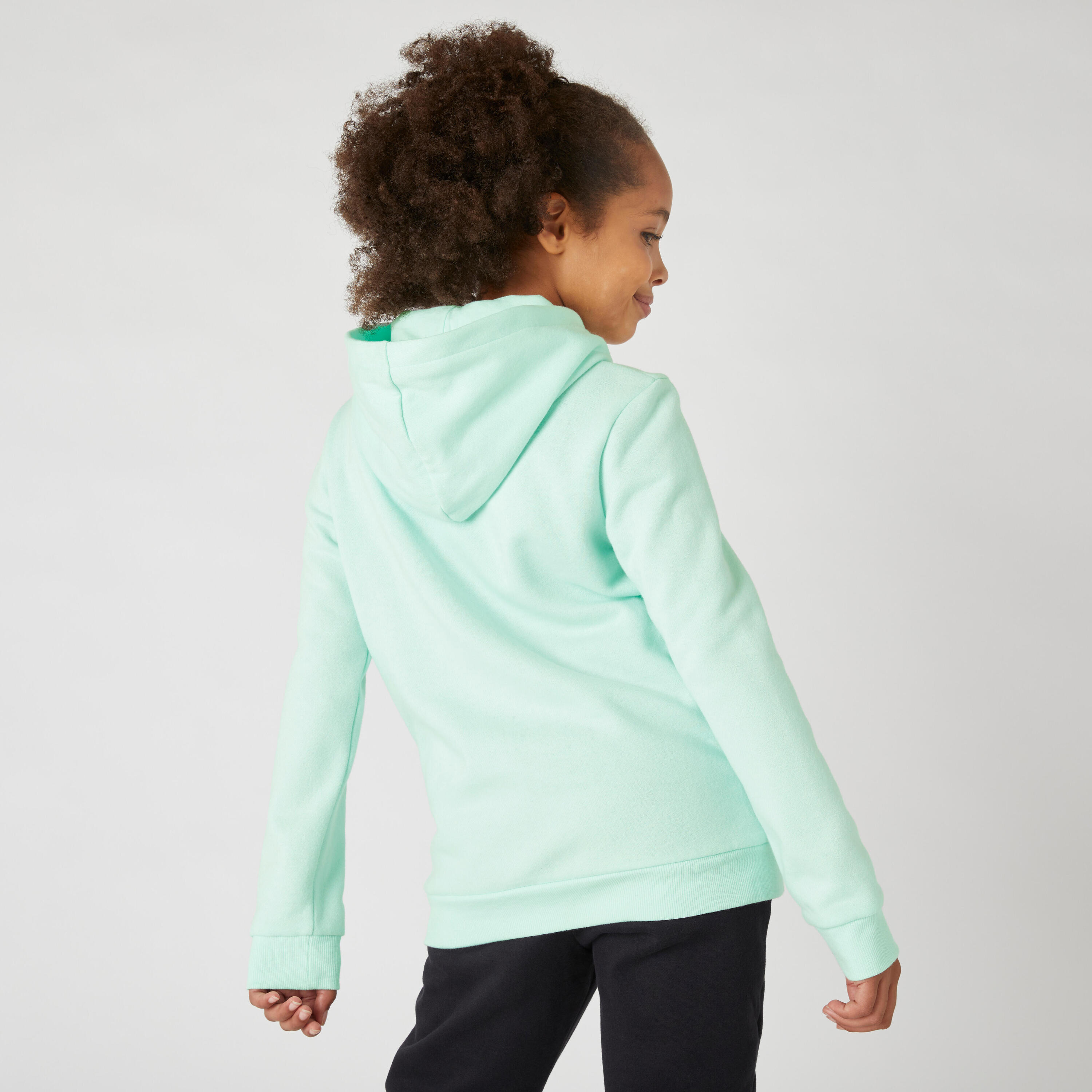 Kids' Warm Hoodie 500 - Green Print 3/8