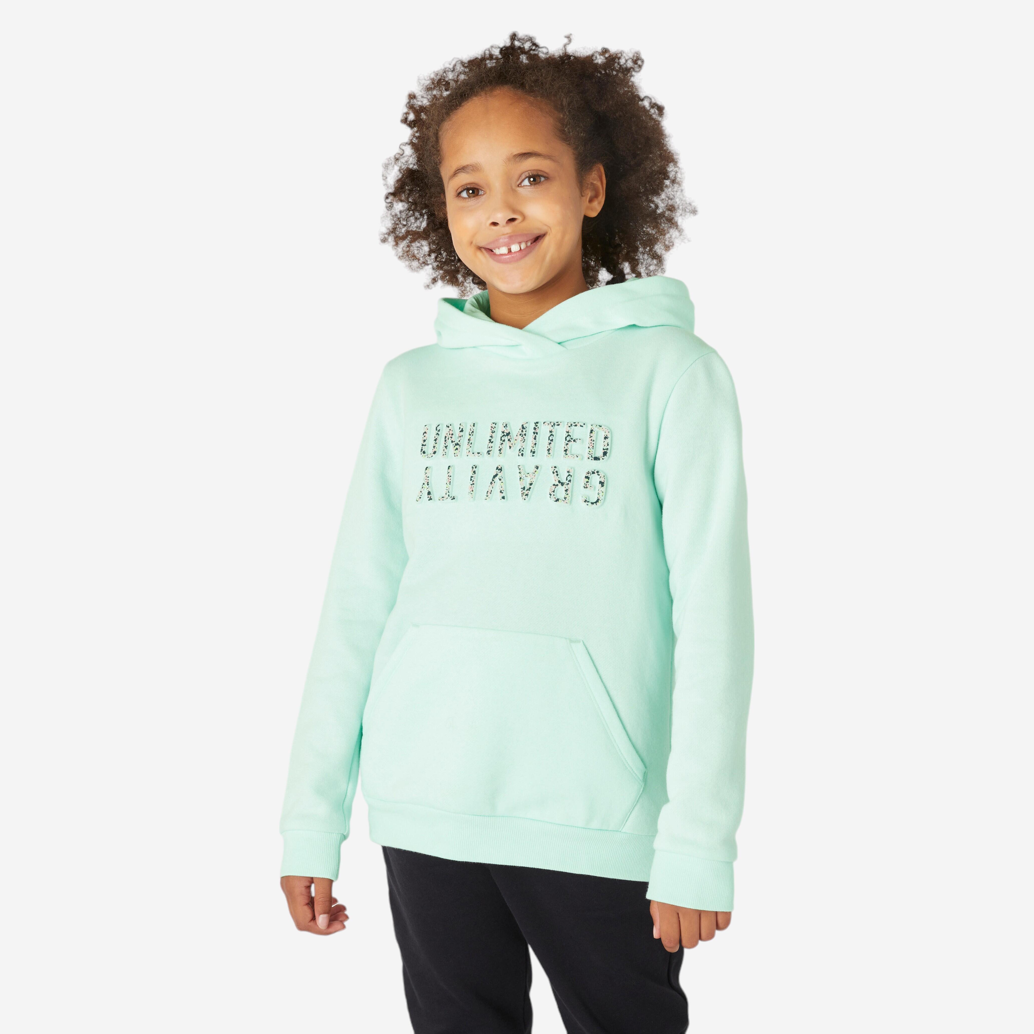 Warm children's hoodie - 500 green printed