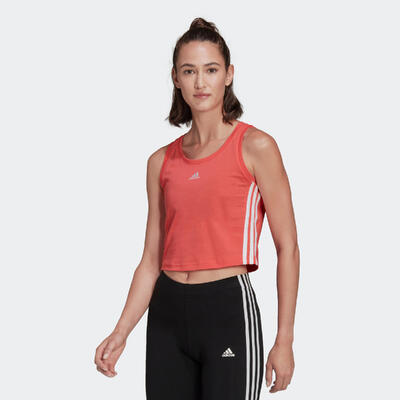 Canotta donna fitness Adidas slim 100% cotone corallo