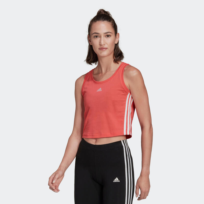 Camiseta fitness sin mangas algodón Mujer adidas salmón