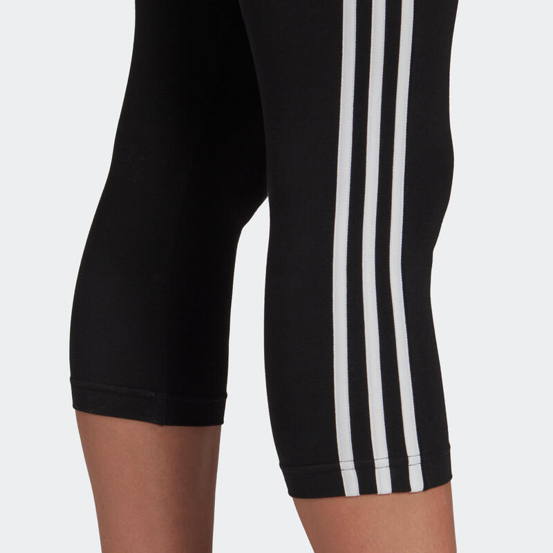 Corsari donna fitness ADIDAS ESSENTIALS cotone leggero nero-bianco