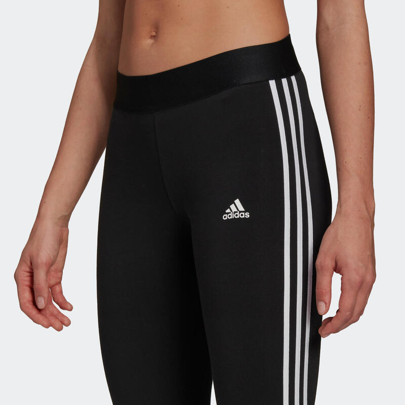 Corsari donna fitness ADIDAS ESSENTIALS cotone leggero nero-bianco