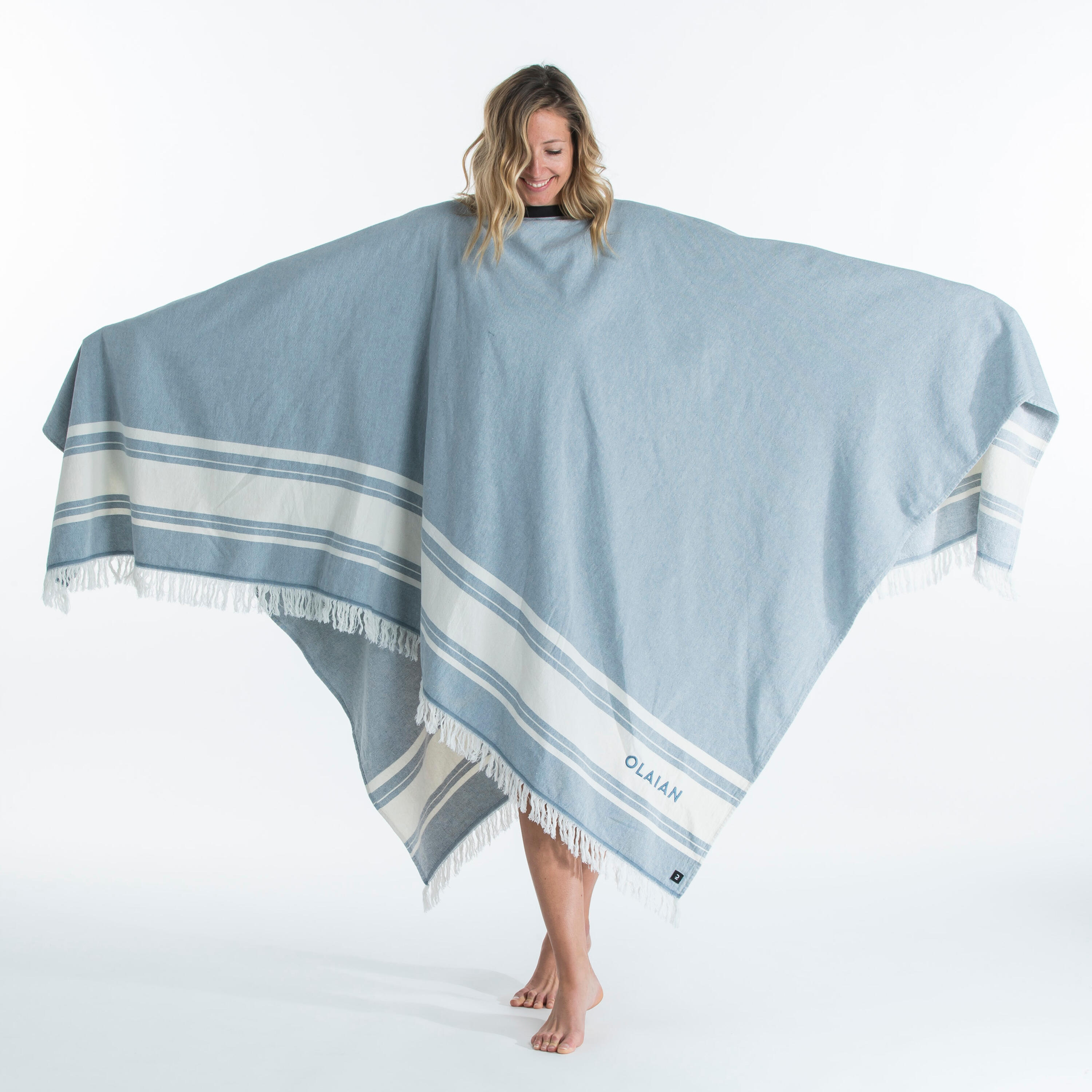 Beach towel poncho 190 x 190 cm - grey blue 13/19