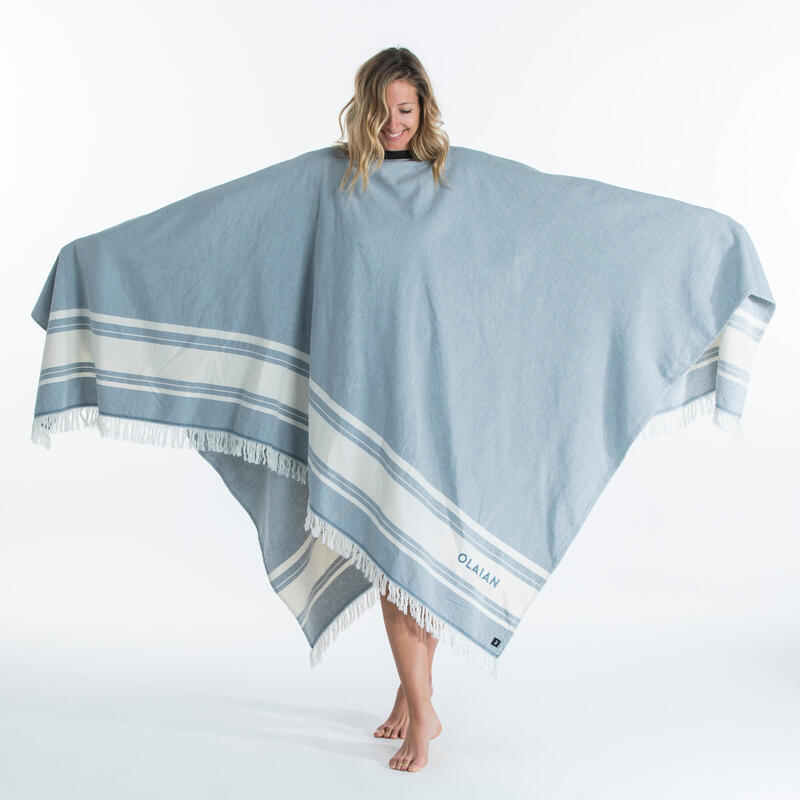Prosop de plajă poncho 190 x 190 cm Gri-Albastru