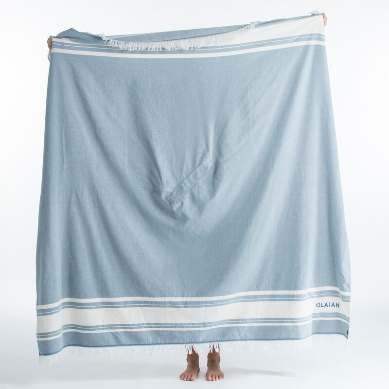 Prosop de plajă poncho 190 x 190 cm Gri-Albastru