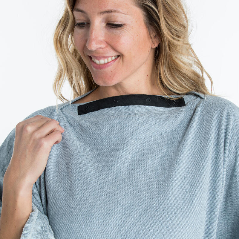 Telo poncho mare 190x190 cm grigio-azzurro