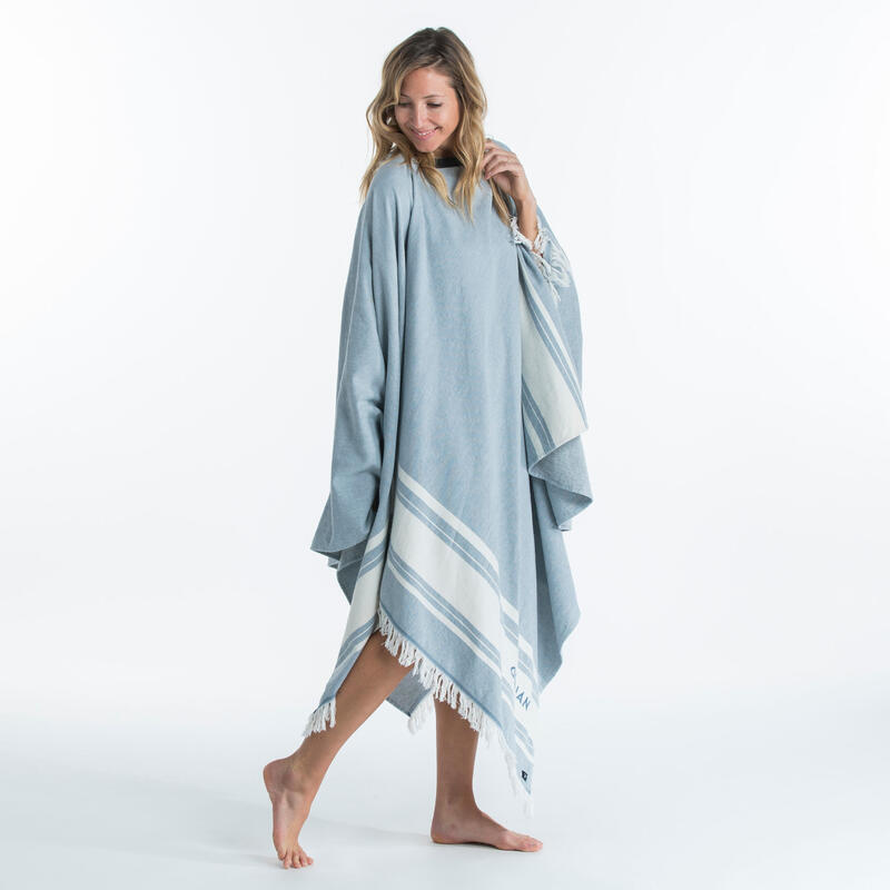 Prosop de plajă poncho 190 x 190 cm Gri-Albastru