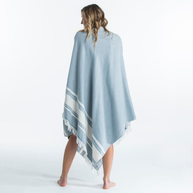 Prosop de plajă poncho 190 x 190 cm Gri-Albastru