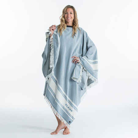 Beach towel poncho 190 x 190 cm - grey blue