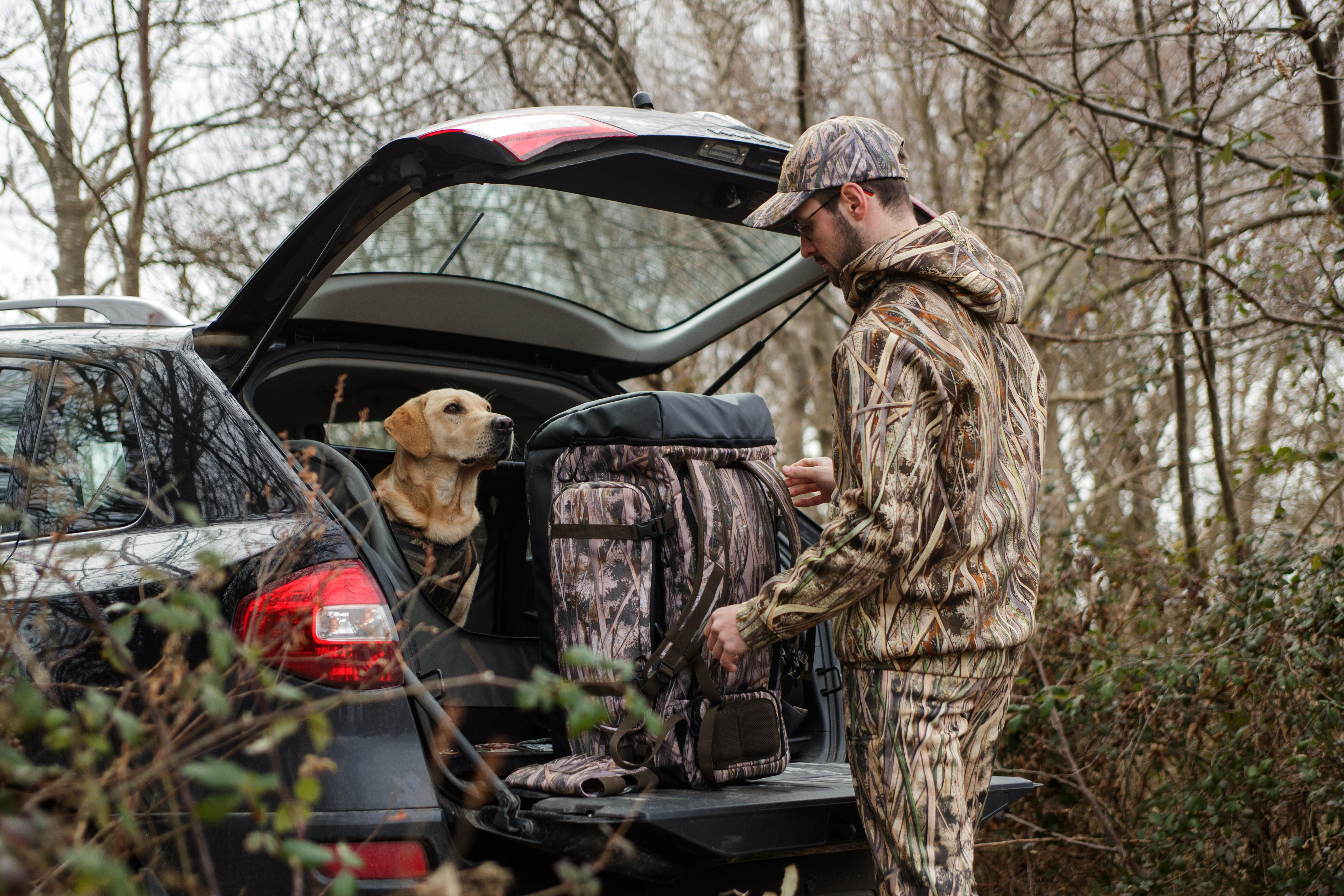 Hunting Warm Hooded Sweatshirt - WF 500 D Camouflage Wetland - SOLOGNAC