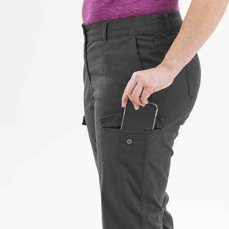 Pantalón cargo de montaña y trekking Mujer Forclaz Travel 100 gris