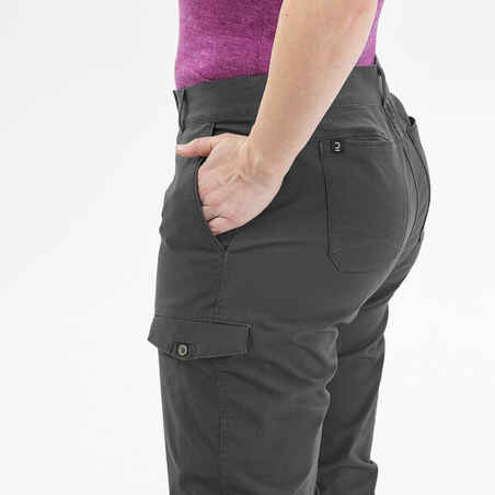 Pantalón cargo de montaña y trekking Mujer Forclaz Travel 100 gris