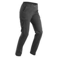 PANTALON CARGO EN COTON DE TREKKING & VOYAGE - TRAVEL 100 - GRIS- FEMME