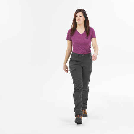 Pantalón cargo de montaña y trekking Mujer Forclaz Travel 100 gris