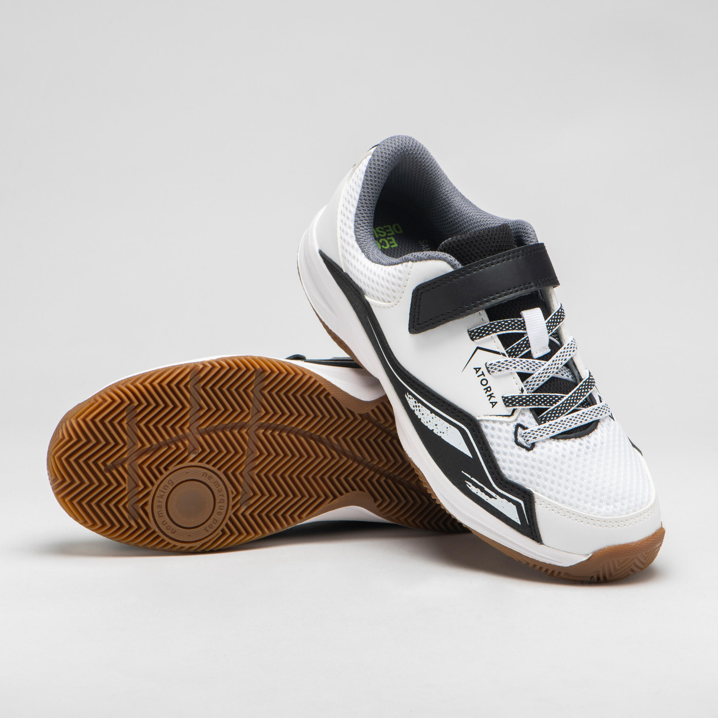 Kids' Rip-Tab Handball Shoes H100 - White/Black 3/16
