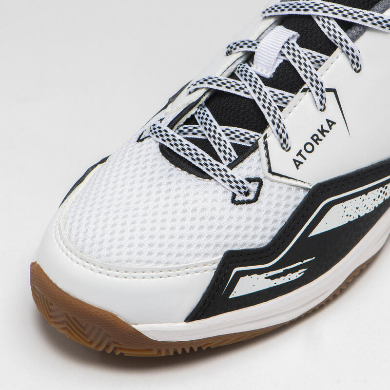 Chaussures de handball Enfant avec lacets - H100 blanc noir