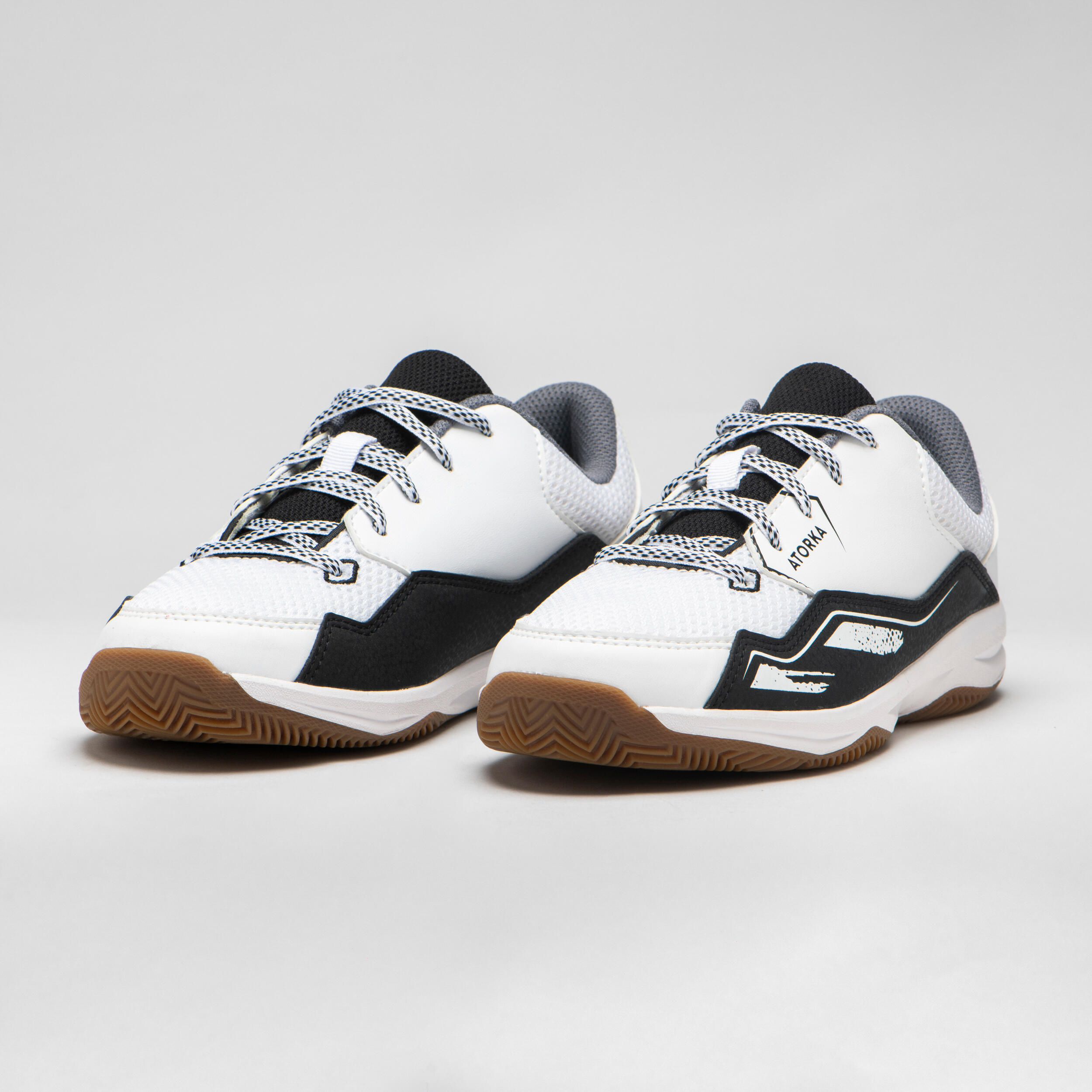 Kids' Lace-Up Handball Shoes H100 - White/Black 4/8